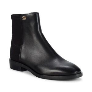 Stuart Weitzman Kye Black Leather Ankle Booties